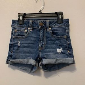 Denim distressed shorts